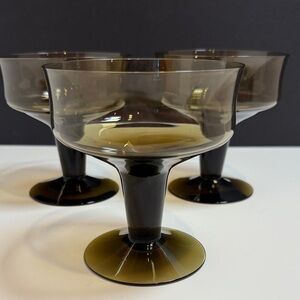 Orrefors Festival Canyon Brown Champagne/Tall Sherbert -3 Glasses Vintage